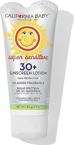 Protetor Solar Mineral California Baby Super Sensitive SPF 30 | Amplo Espectro | Dióxido de Titânio | Hipoalergênico Sem Fragrância | Seguro para Recifes | Pele Sensível | 30g