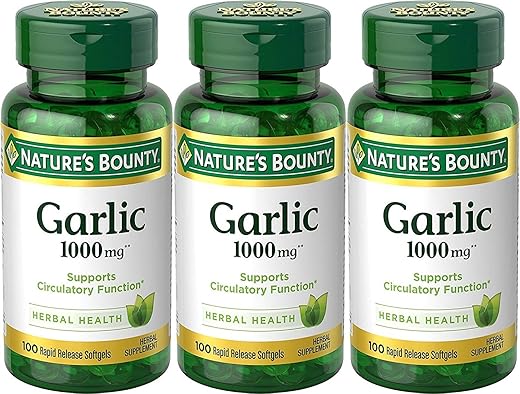 Nature's Bounty - Nature’s Bounty Extrato de Alho, Suporte à Função Circulatória, 1000 mg Cápsulas Softgels de Liberação Rápida, 100 Unidades, Pack com 3 – Compre Agora!