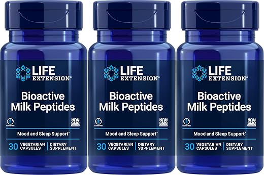 Peptídeos de Leite Bioativos, 30 Cápsulas Vegetarianas (Pacote com 3) – Aumente sua Vitalidade! - Life Extension
