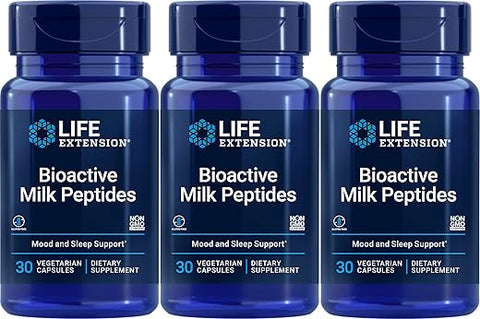 Peptídeos de Leite Bioativos, 30 Cápsulas Vegetarianas (Pacote com 3) – Aumente sua Vitalidade! - Life Extension
