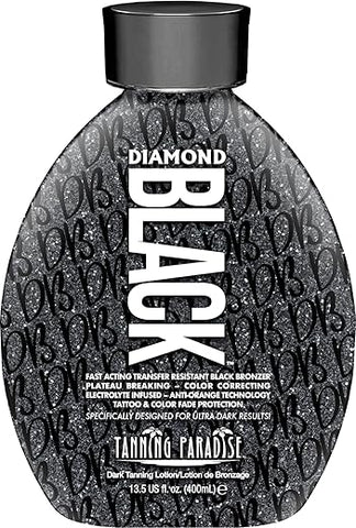TANNING PARADISE - Tanning Paradise Diamond Black – Loção Bronzeadora para Cama de Bronzeamento – 400ml – Resistente à Transferência – Bronzeado Dourado – CC Cream