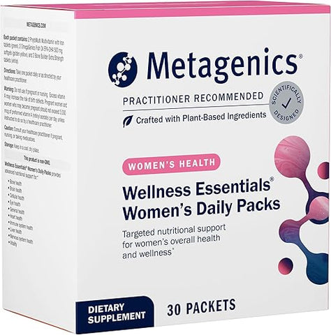 Wellness Essentials Mulheres – Pacotes Diários de Multivitaminas – Vitaminas para Mulheres – Suporte à Densidade Óssea* – Ácidos Graxos Ômega-3 – Não-OGM - Metagenics