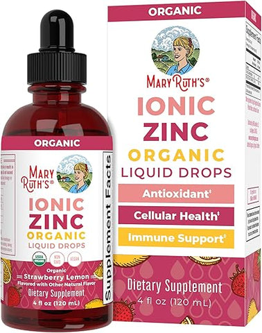 Zinco Iônico Morango Limão, 118 ml (4 fl oz) - MaryRuth Organics