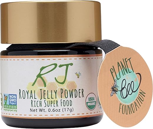 Pó de Geleia Real Greenbow – 100% Certificado Orgânico USDA, Geleia Real Não-OGM, Sem Glúten, Liofilizada – Altamente Nutritivo – Sem Aditivos/Sabores (17g)