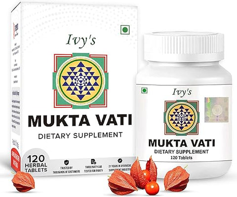 Ivy's Muktavati - Ivy’s Mukta Vati – Comprimidos Herbais Ayurvédicos para Saúde – Fórmula Ayurvédica