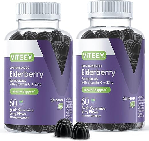 Viteey - Gomas de Sabugueiro Sambucus para Adultos – Fortaleça sua Imunidade – 60 g