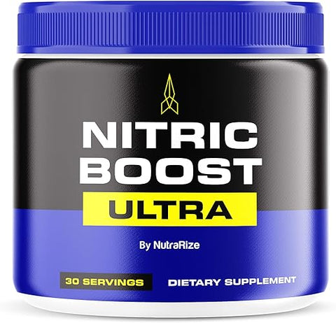 NutraRize - Nitric Boost Ultra Powder – Fórmula Oficial para Energia e Fluxo Sanguíneo – Booster Ultra em Pote – Avaliações NitricBoost Ultra (30 Porções)