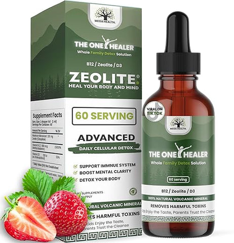 MEGA HEALTH - The One Healer | Gotas de Zeólita para Crianças e Adultos | Suporta Desintoxicação Diária Suave, Energia e Foco Naturalmente | Gotas Líquidas Pura de Zeólita Methyl B12 D3 | Desintoxicação Intestinal e Hepática