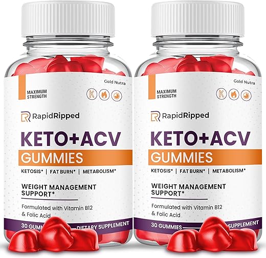 Gold Nutra - Rapid Ripped Gummies de Vinagre de Maçã, Oficial, Máxima Potência, 2 Meses de Fornecimento (2 Pacotes)