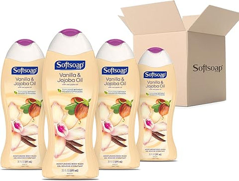 Colgate - Softsoap Sabonete Líquido Hidratante, Baunilha e Óleo de Jojoba – 20 ml (4 Pacotes)