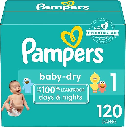 Baby Dry Fraldas – Tamanho 1, 120 Unidades, Fraldas Descartáveis Absorventes - Pampers