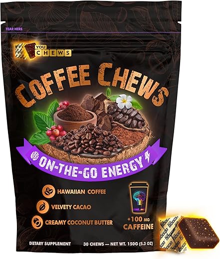 100mg de Cafeína da Semente de Guaraná em Goma de Mascar - YouChews