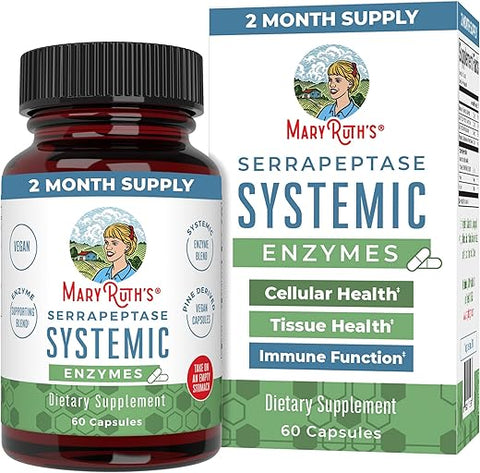 MaryRuth Organics - Cápsulas de Enzimas Serrapeptase | Suprimento de até 2 Meses | Suplemento Enzimático para Alívio Potente de Sinusite e Alergias | Saúde Tecidual e Celular | Vegano |