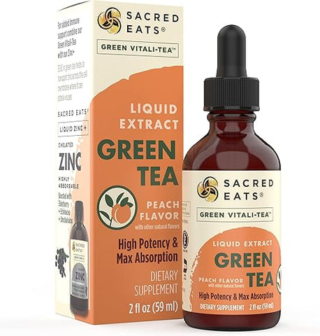 Sacred Eats - Gotas de Extrato Líquido de Chá Verde – Suporte Imunológico (Antioxidantes) | Marca: Green Tea | 30ml