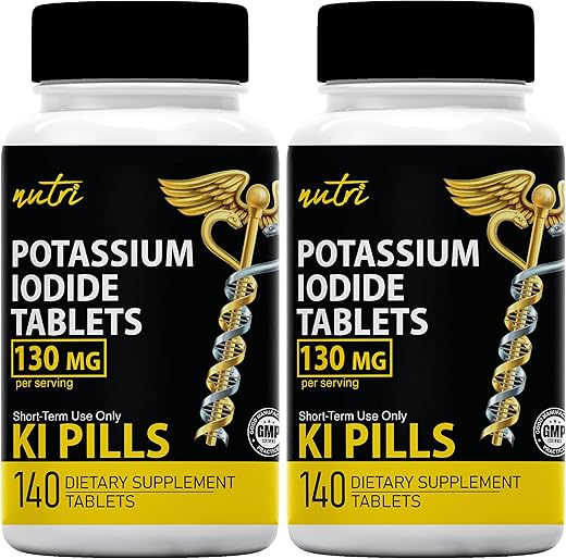 Nature's Fusions - Comprimidos de Iodeto de Potássio 130 mg (2 Pacotes) – (280 Comprimidos) EXP 10/2032 – Pílulas de Iodo de Potássio YODO Naciente, Pílulas Anti Queda Nuclear