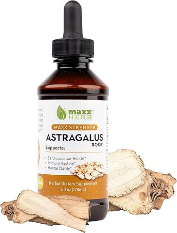Extrato de Raiz de Astragalus – Tintura Líquida de Máxima Potência, Absorção Superior a Cápsulas ou Pó, para Suporte Imunológico e Clareza Mental – Frasco de 120 ml (60 Porções) - Maxx Herb