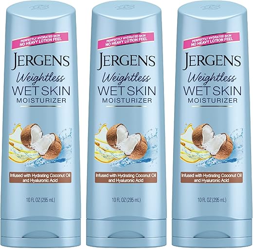 Wet Skin Body Moisturizer com Óleo de Coco, Loção de Banho para Pele Seca 300 ml (Pacote com 3 unidades) - Jergens