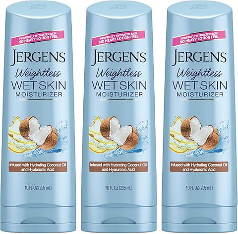 Wet Skin Body Moisturizer com Óleo de Coco, Loção de Banho para Pele Seca 300 ml (Pacote com 3 unidades) - Jergens