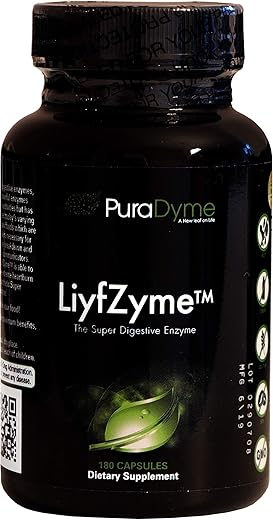 LiyfZyme – Suplemento Digestivo à Base de Plantas – 180 Cápsulas Vegetais – PuraDyme por Lou Cornoa