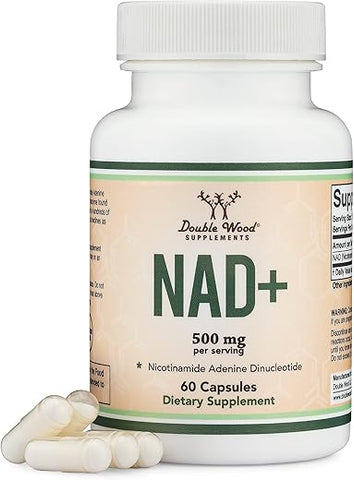 Double Wood Supplements - Suplemento NAD (500mg de NAD Puro a 95% por Porção, Fornecimento de 30 Dias) – Impulsionador de NAD Similar ao Nicotinamida Ribosídeo (Testado por Terceiros, Seguro para Veganos, Não-OGM) por Double Wood