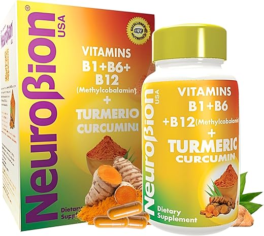Curcumin 650 mg Herbal Supplement – Antioxidant Support, High Absorption Ultra Potent Turmeric – Multivitamins Complex with B12, 40 Capsules - Neurobion