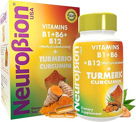 Curcumin 650 mg Herbal Supplement – Antioxidant Support, High Absorption Ultra Potent Turmeric – Multivitamins Complex with B12, 40 Capsules - Neurobion