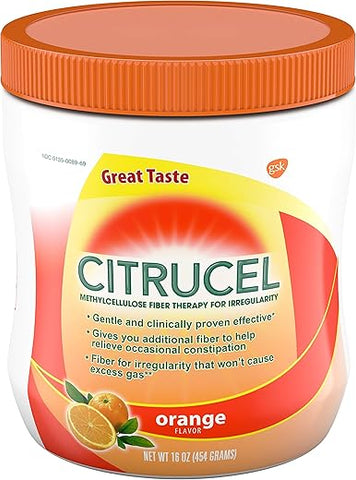 CITRUCEL - Citrucel em Pó de Fibra para Alívio Ocasional da Prisão de Ventre, Fibra de Metilcelulose em Pó, Sabor Laranja – 16 Onças (454g)