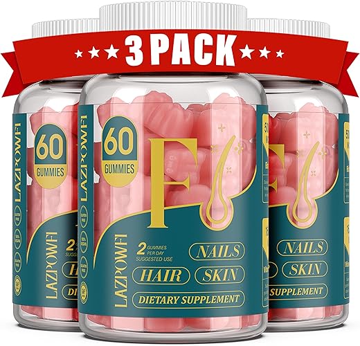 Lazpowfi - Gomas de Biotina para Cabelo, Pele e Unhas – Vitaminas para Cabelo Masculino