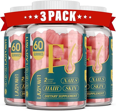Lazpowfi - Gomas de Biotina para Cabelo, Pele e Unhas – Vitaminas para Cabelo Masculino