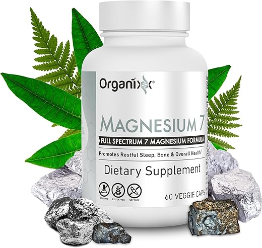 Suplemento de Magnésio Organixx, Cápsulas de Magnésio Natural Calm para Suporte ao Sono, Recuperação Muscular, com Vitamina B6 e Citrato e Glicinato de Manganês, Alta Absorção, Vegano