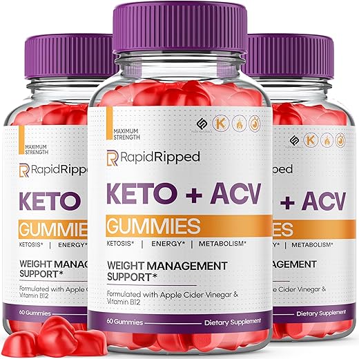 Fuze Naturals - (3 Pacotes) Gomas Rapid Ripped Keto ACV – Suplemento de Vinagre de Maçã 1000mg para Mulheres e Homens, Veganas, Rápidas e Ripped Keto Gummies