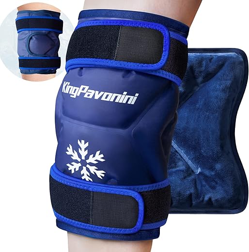 KingPavonini - Envoltório de Gelo XXL para Joelho Inteiro Após Cirurgia, Gel Reutilizável de Grande Tamanho para Lesões no Joelho, Alívio da Dor, Inchaço, Cirurgia no Joelho, Lesões Esportivas, 1 Pacote Azul