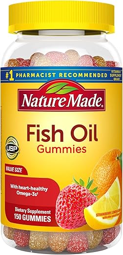 Gummies Ômega 3, 150 Softgels – Tamanho Econômico, Sabor Morango e Limão - Nature Made