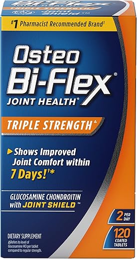 Nature's Bounty - Osteo Bi-Flex Triple Strength – Suplemento para Saúde das Articulações com Glucosamina, Condroitina e Vitamina C – 120 Comprimidos Revestidos
