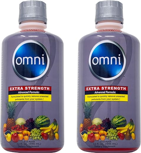 Omni Cleansing Drink – Desintoxicação Corporal Extra Forte, Líquido Herbal Cleanse Detox. Limpe seu Sistema, Sabor Ponche de Frutas, 32 fl oz (946 ml), Suporte Premium para Desintoxicação (2 Pacotes) - Wellgenix