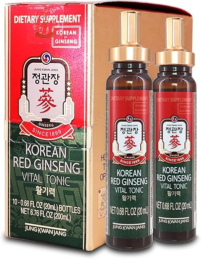 JUNG KWAN JANG - JungKwanJang Vital Tonic – Tiro de Bem-Estar com Ginseng Vermelho Coreano, Gengibre e Mistura de Frutas para Energia, Foco, Circulação e Imunidade – 10 Unidades