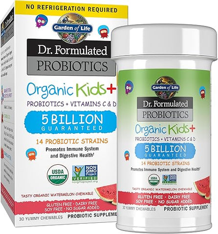 Dr. Formulated Probióticos Orgânicos Kids Plus Vitamina C – 60 g - Garden of Life