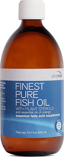 Finest Pure Fish Oil com Plant Sterols e Óleo Essencial de Laranja para Apoiar a Saúde Cardiovascular Ótima | 300 ml - Pharmax