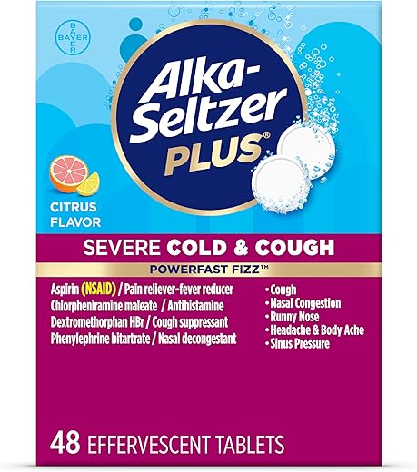ALKA-SELTZER PLUS - Alka-Seltzer Plus Severe, Resfriado – Alívio Rápido e Eficaz – 20 Comprimidos