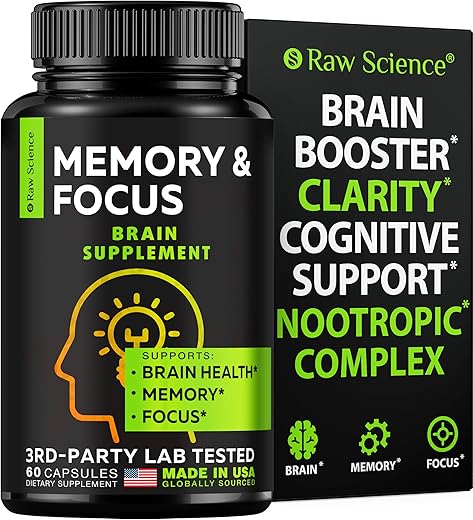 S RAW SCIENCE - Suplementos Cerebrais Nootrópicos para Memória – Potencialize seu Cérebro com Fórmula Avançada