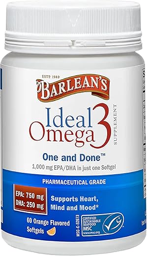 Barlean's - Barlean’s Ideal Ômega 3 Óleo de Peixe, 1.000 mg Cápsulas Softgels, Grau Farmacêutico EPA