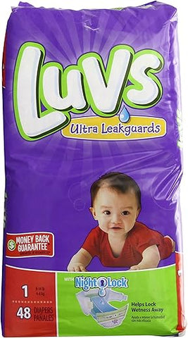 Fraldas Luvs com Ultra Leak Guards, Tamanho 1, 48 Unidades – Absorção máxima e conforto para seu bebê