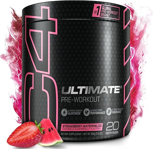 C4 Ultimate Pré-Treino em Pó Sabor Melancia – Energético Pré-Treino Livre de Açúcar para Homens – 300g - Cellucor