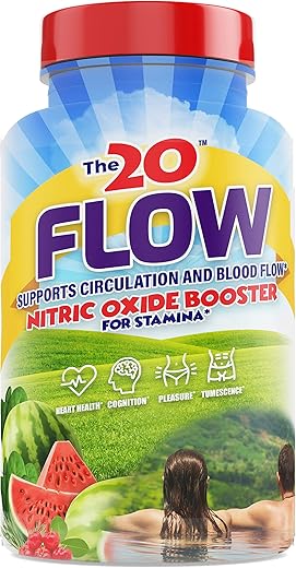 The20 - Flow – Suplemento de Óxido Nítrico – 60 Cápsulas – L-Citrulina de Melancia Orgânica, Espinafre Orgânico e Acerola Orgânica – para Saúde do Coração, Cérebro e Bem-Estar Geral – Sem