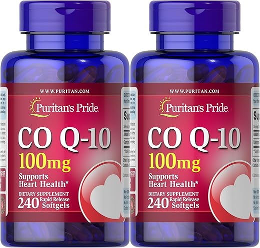 Puritan's Pride - Puritan’s Pride Qsorb Coq10 100 mg – Suporte à saúde do coração – 2 pacotes de 240 softgels, 480 unidades