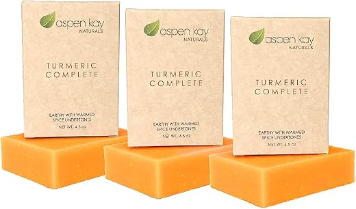 Aspen Kay Naturals - Sabonete de Cúrcuma (3 Unidades) para o Corpo – Barra de Sabonete Natural com Propriedades Benéficas para a Pele