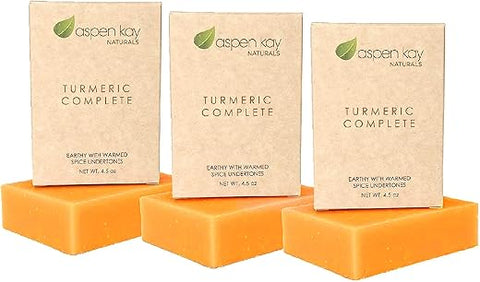 Aspen Kay Naturals - Sabonete de Cúrcuma (3 Unidades) para o Corpo – Barra de Sabonete Natural com Propriedades Benéficas para a Pele