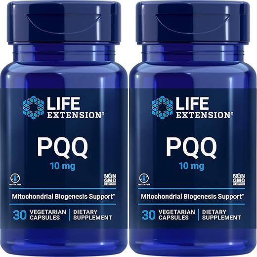 PQQ Caps com PQQ 10 mg, 30 Vcaps (2 Pacotes) – Aumente sua energia e vitalidade com o PQQ de alta qualidade - Life Extension