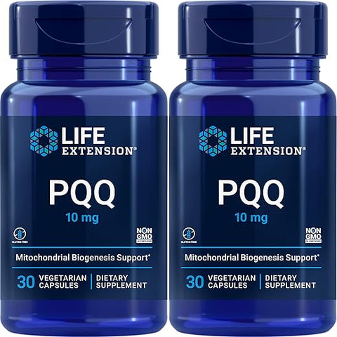 PQQ Caps com PQQ 10 mg, 30 Vcaps (2 Pacotes) – Aumente sua energia e vitalidade com o PQQ de alta qualidade - Life Extension