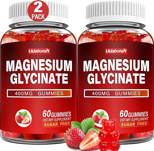 vidabotan - Magnesium Glycinate Gummies 400mg com Ashwagandha, Melissa e CoQ10 para Suporte Energético